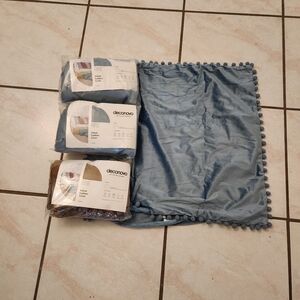 Deconovo Blue And Tan  Pom Pom Pillow Covers